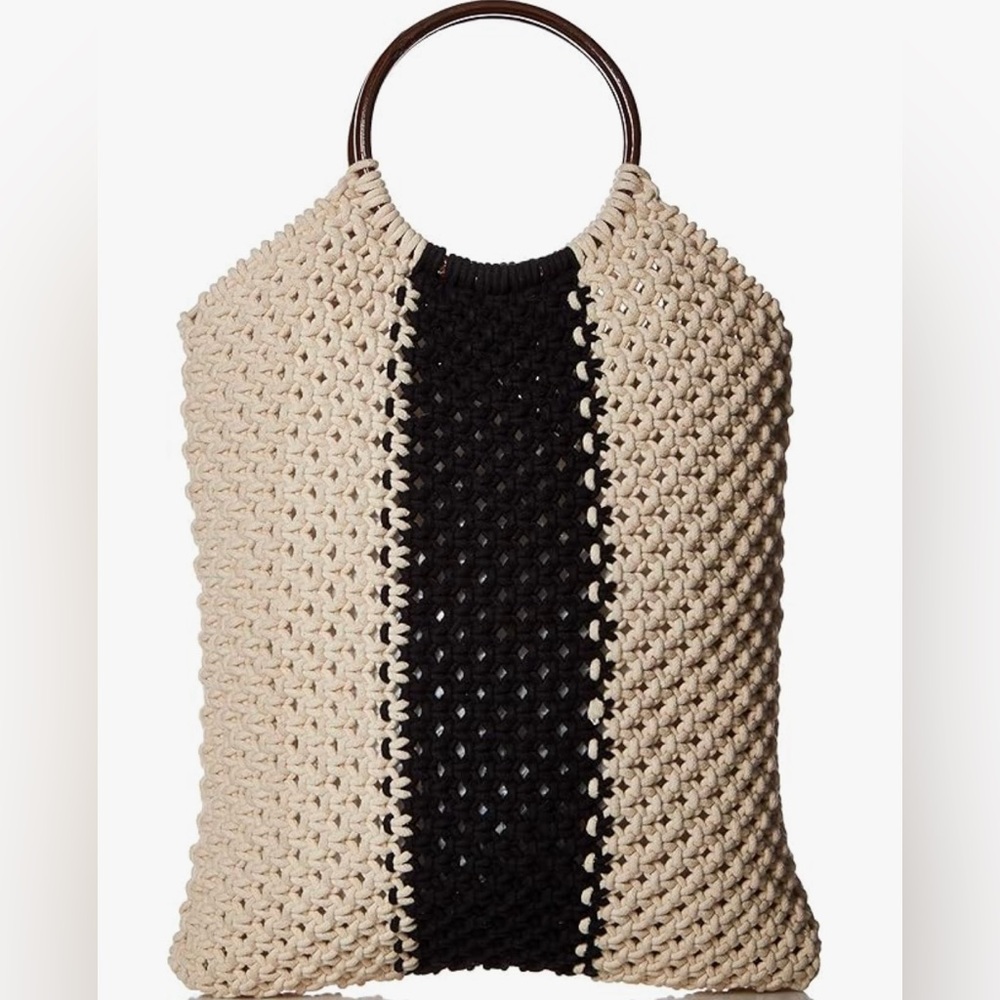 BNWT (in bag) Circus by Sam Edelman Veronica Macrame Handbag, Bone/Black